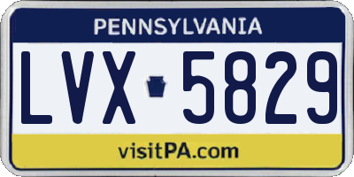 PA license plate LVX5829