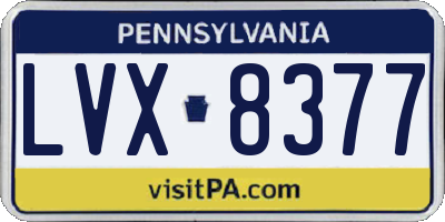 PA license plate LVX8377