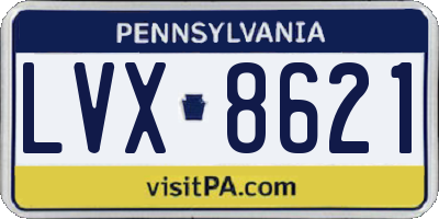 PA license plate LVX8621