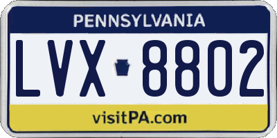 PA license plate LVX8802
