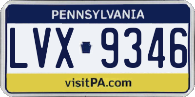 PA license plate LVX9346
