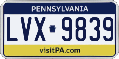 PA license plate LVX9839