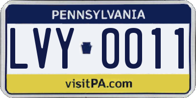 PA license plate LVY0011