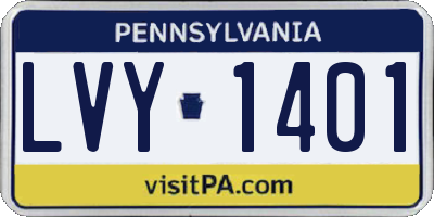 PA license plate LVY1401
