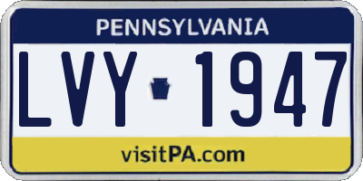 PA license plate LVY1947