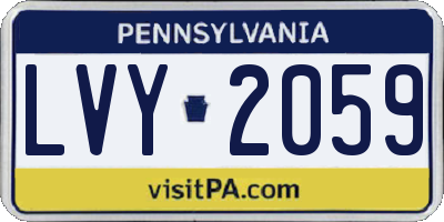 PA license plate LVY2059
