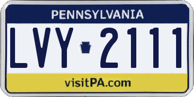 PA license plate LVY2111