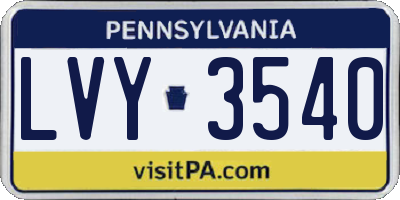 PA license plate LVY3540