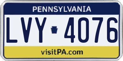 PA license plate LVY4076