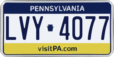 PA license plate LVY4077
