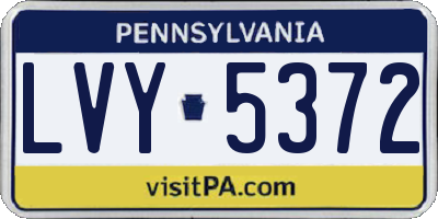 PA license plate LVY5372
