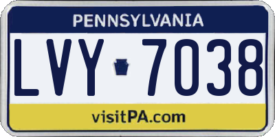 PA license plate LVY7038
