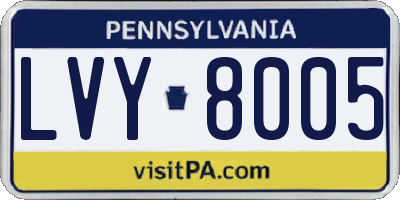 PA license plate LVY8005