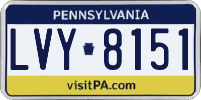 PA license plate LVY8151