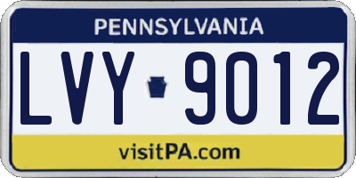 PA license plate LVY9012