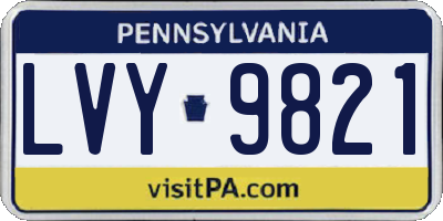 PA license plate LVY9821