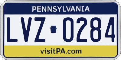 PA license plate LVZ0284