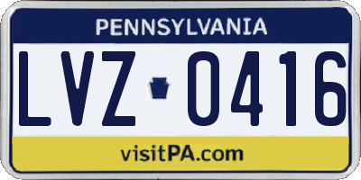 PA license plate LVZ0416
