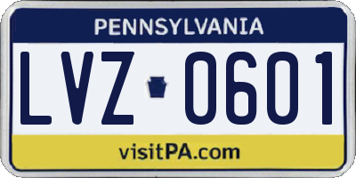 PA license plate LVZ0601