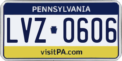 PA license plate LVZ0606