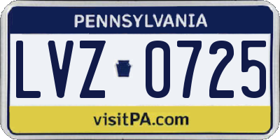 PA license plate LVZ0725