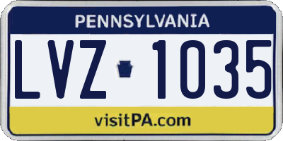PA license plate LVZ1035