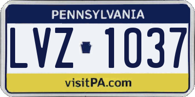 PA license plate LVZ1037