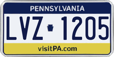 PA license plate LVZ1205