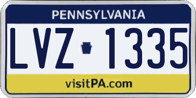 PA license plate LVZ1335
