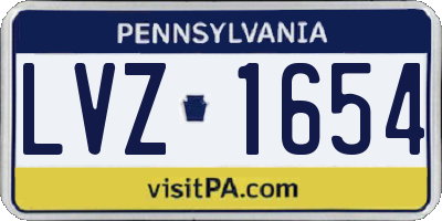 PA license plate LVZ1654