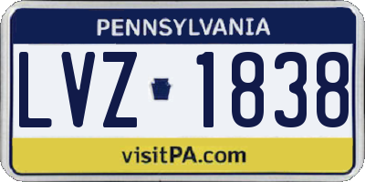 PA license plate LVZ1838