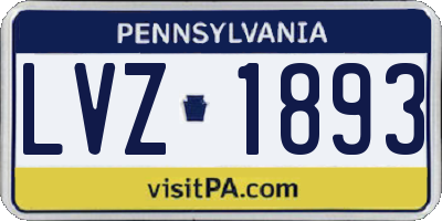 PA license plate LVZ1893