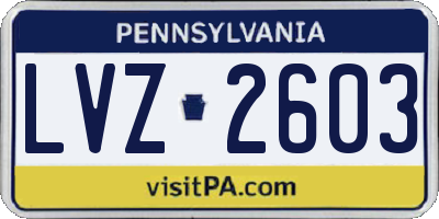 PA license plate LVZ2603