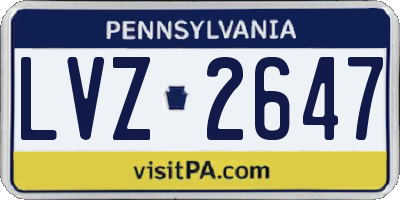 PA license plate LVZ2647