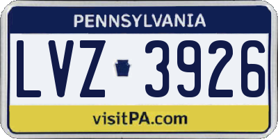 PA license plate LVZ3926