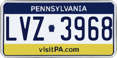 PA license plate LVZ3968