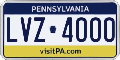 PA license plate LVZ4000