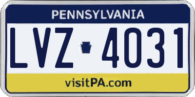 PA license plate LVZ4031