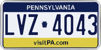 PA license plate LVZ4043