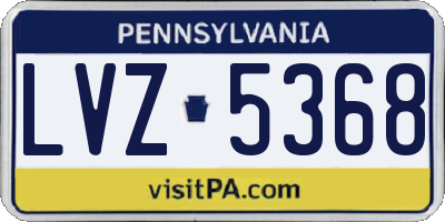 PA license plate LVZ5368