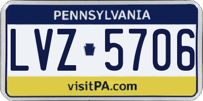 PA license plate LVZ5706