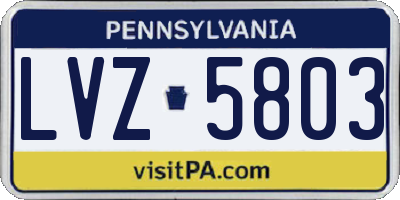 PA license plate LVZ5803