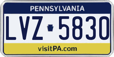 PA license plate LVZ5830