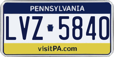 PA license plate LVZ5840