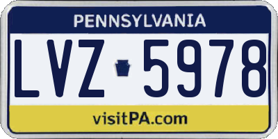 PA license plate LVZ5978