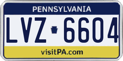 PA license plate LVZ6604