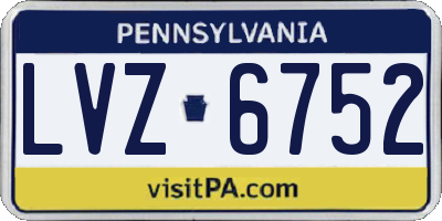 PA license plate LVZ6752