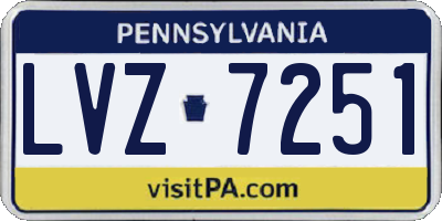 PA license plate LVZ7251