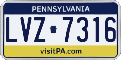 PA license plate LVZ7316