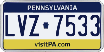 PA license plate LVZ7533
